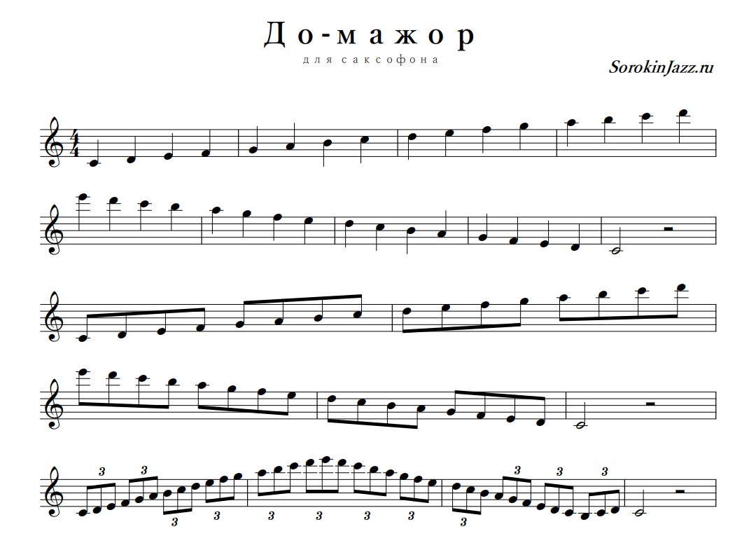 До-мажор: гамма и арпеджио для саксофона