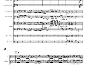 "Оригинальный рег" - ноты для АНСАМБЛЯ: альт-саксофон, кларнет, 2 гитары, ритм-секция.